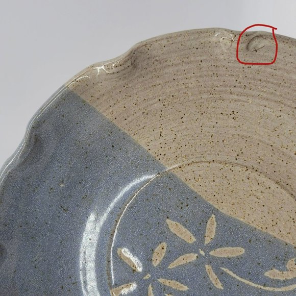 Eagle Pottery Plate Signed Sherri McNeil 1992 Blue Beige Floral - Picture 15 of 15